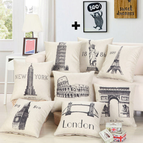 City Print Pillowcases - London, Paris, New York