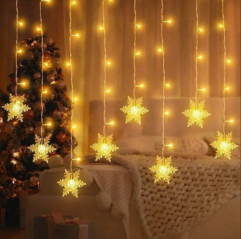 LED Snowflake Curtain Fairy Lights