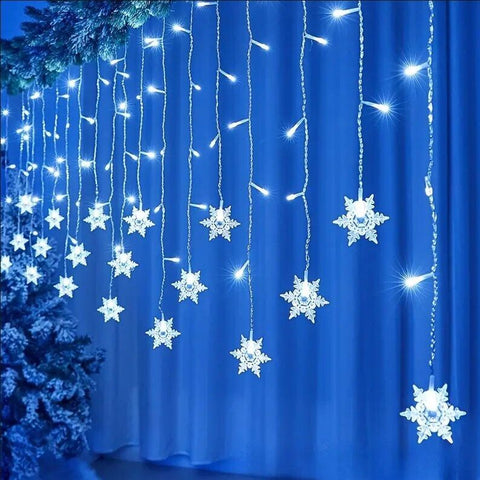 LED Snowflake Curtain Fairy Lights