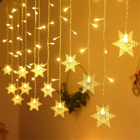 LED Snowflake Curtain Fairy Lights