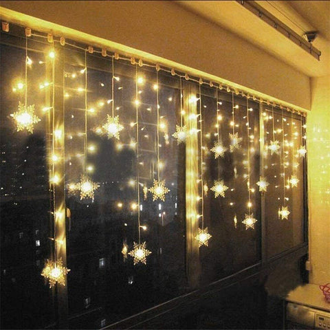 LED Snowflake Curtain Fairy Lights